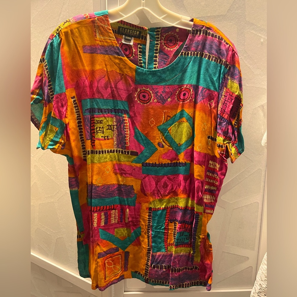 Georgiou - Short Sleeve Colorful Top - Size L